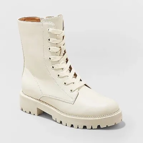 NIB waterproof Boots, Lace up, Zip up Boots SIZE 7 1/2 Waterproof CREAM - Picture 5 of 5